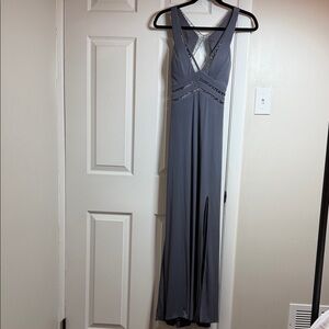 La Femme Gray Prom Dress